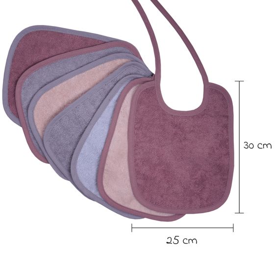Wörner Binde-Lätzchen 7er Pack 20 x 25 cm - Altrosa-Grau