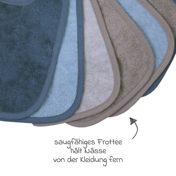 Wörner Binde-Lätzchen 7er Pack 20 x 25 cm - Stahlblau-Grau