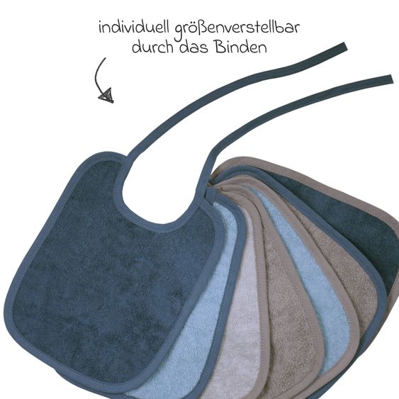 Wörner Binde-Lätzchen 7er Pack 20 x 25 cm - Stahlblau-Grau