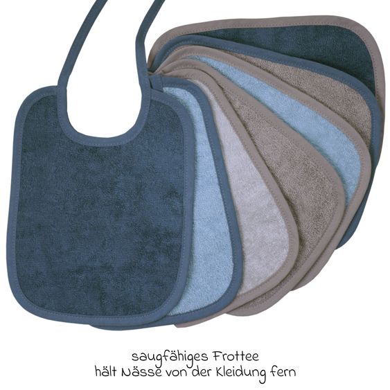 Wörner Binde-Lätzchen 7er Pack 20 x 25 cm - Stahlblau-Grau