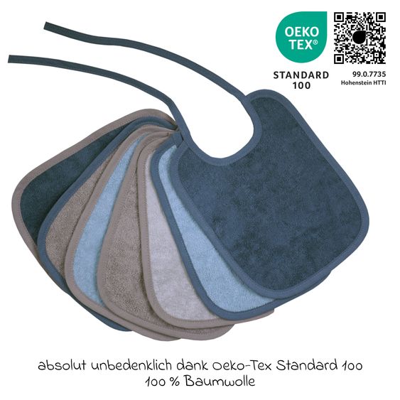 Wörner Binde-Lätzchen 7er Pack 20 x 25 cm - Stahlblau-Grau