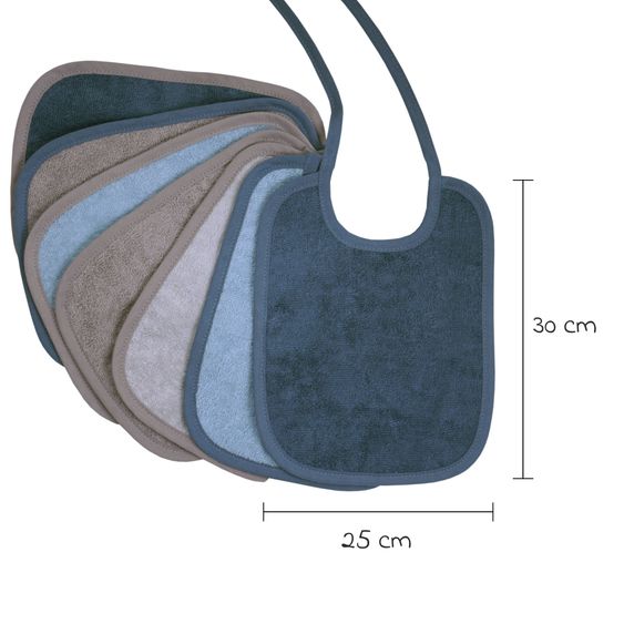 Wörner Binde-Lätzchen 7er Pack 20 x 25 cm - Stahlblau-Grau