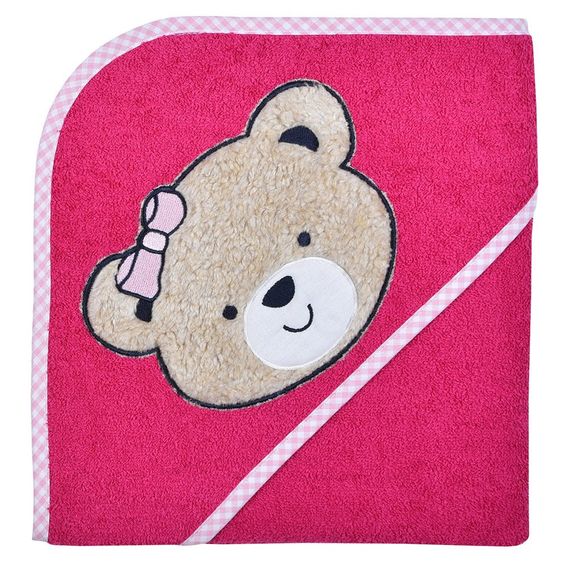 Wörner Asciugamano con cappuccio 80 x 80 cm - Teddy Head - Berry