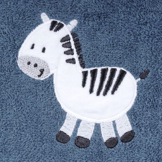 Wörner Kapuzenbadetuch 100 x 100 cm - Stickerei Zebra - Dunkelblau