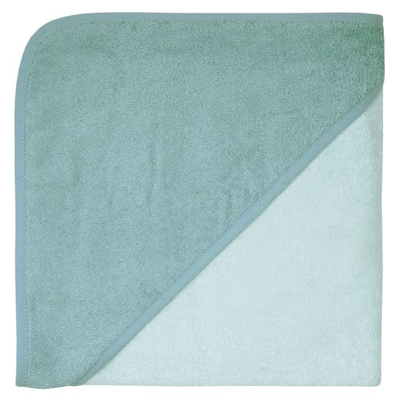 Wörner Telo da bagno con cappuccio 100 x 100 cm - tinta unita blu ghiaccio menta