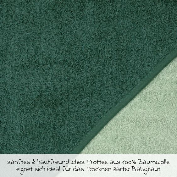 Wörner Kapuzenbadetuch 100 x 100 cm - Uni Piniengrün Hellolivgrün