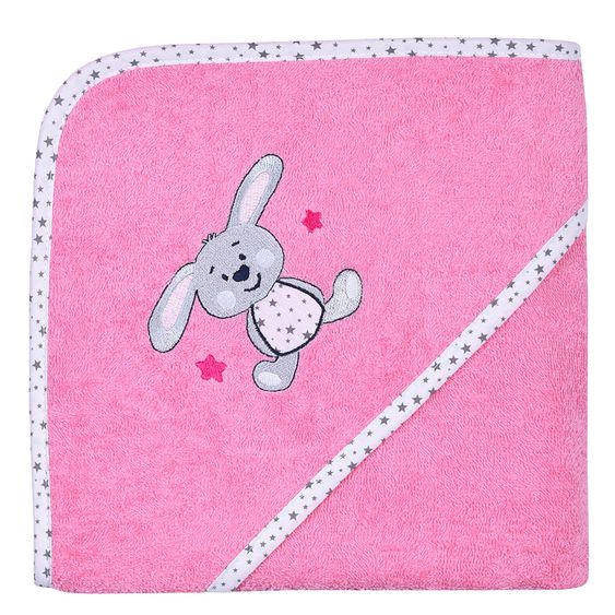 Wörner Asciugamano da bagno con cappuccio 80 x 80 cm - Coniglietto - Bubblegum