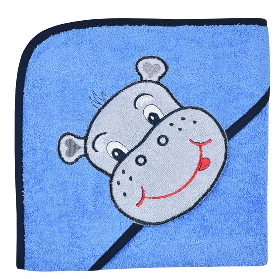 Wörner Kapuzenbadetuch 80 x 80 cm - Hippo - Blau