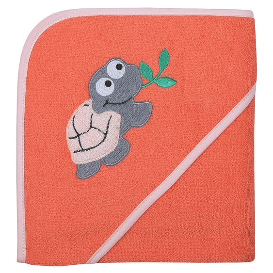 Wörner Kapuzenbadetuch 80 x 80 cm - Schildkröte - Lachs