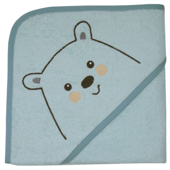 Wörner Hooded bath towel 80 x 80 cm - Embroidery polar bear - Mint