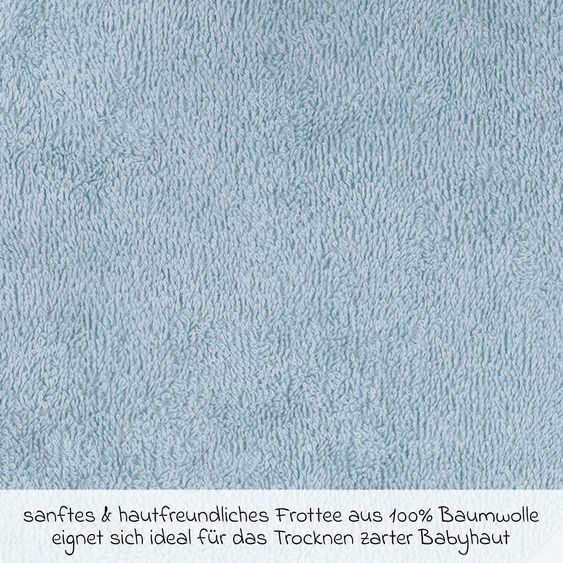 Wörner Kapuzenbadetuch 80 x 80 cm - Uni Rauch Taubenblau