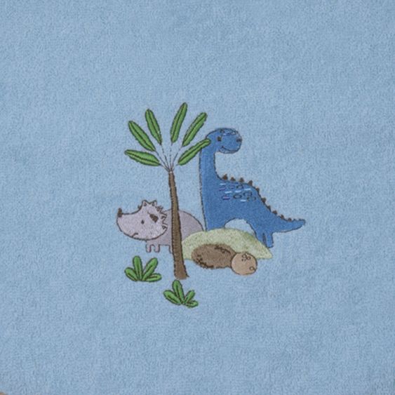 Wörner Kapuzenbadetuch aus Bio-Baumwolle 80 x 80 cm - Stickerei Dino - Hellblau