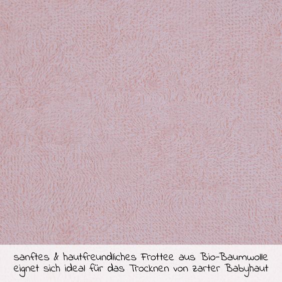 Wörner Kapuzenbadetuch aus Bio-Baumwolle 80 x 80 cm - Stickerei Igel / Schnecke - Rosa