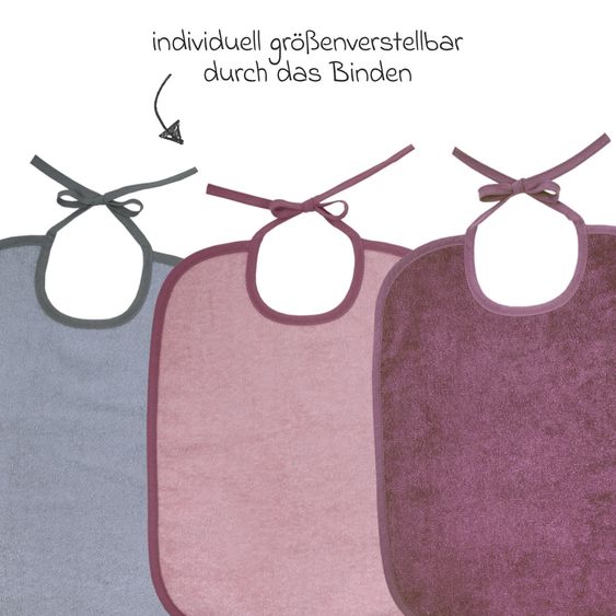 Wörner Riesen-Bindelätzchen 3er Pack 32 x 40 cm - Altrosa-Grau