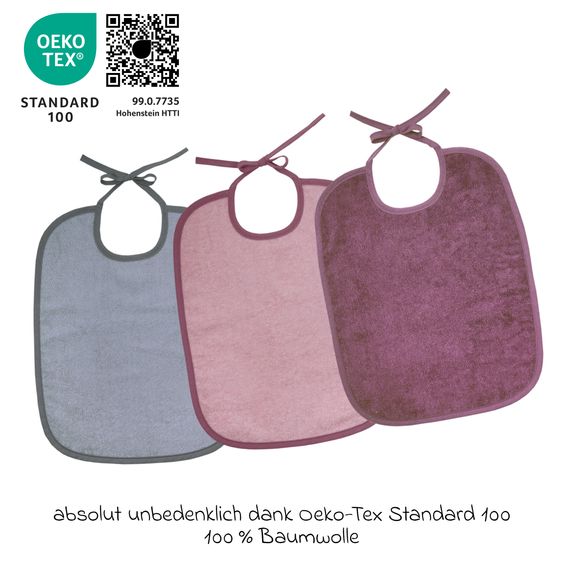 Wörner Riesen-Bindelätzchen 3er Pack 32 x 40 cm - Altrosa-Grau