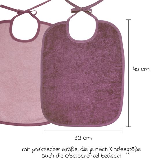 Wörner Riesen-Bindelätzchen 3er Pack 32 x 40 cm - Altrosa-Grau