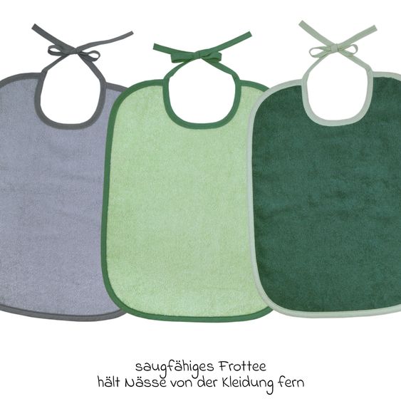 Wörner Riesen-Bindelätzchen 3er Pack 32 x 40 cm - Grün-Grau