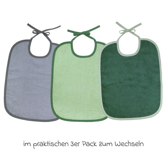 Wörner Riesen-Bindelätzchen 3er Pack 32 x 40 cm - Grün-Grau