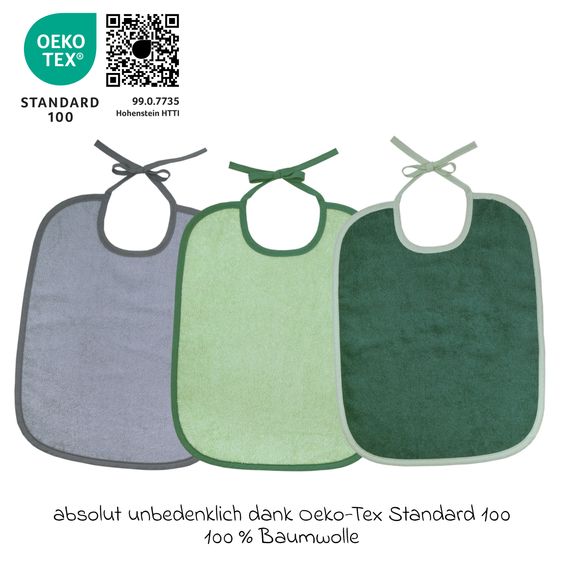 Wörner Riesen-Bindelätzchen 3er Pack 32 x 40 cm - Grün-Grau