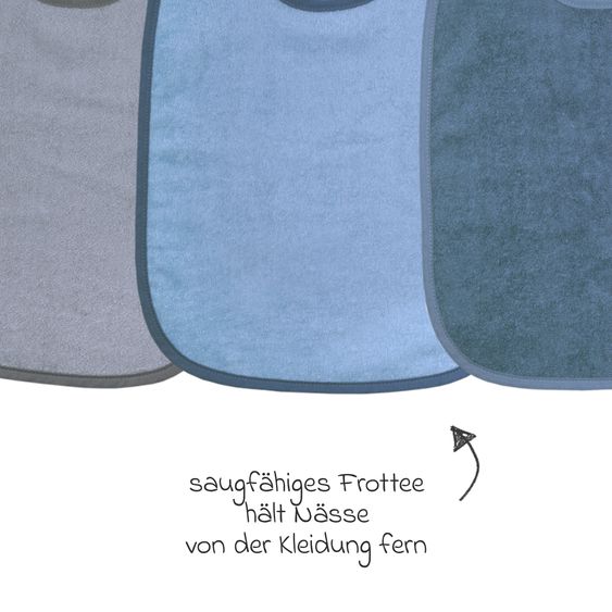 Wörner Riesen-Bindelätzchen 3er Pack 32 x 40 cm - Stahlblau-Grau