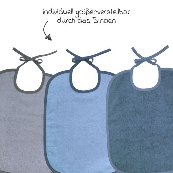 Wörner Riesen-Bindelätzchen 3er Pack 32 x 40 cm - Stahlblau-Grau