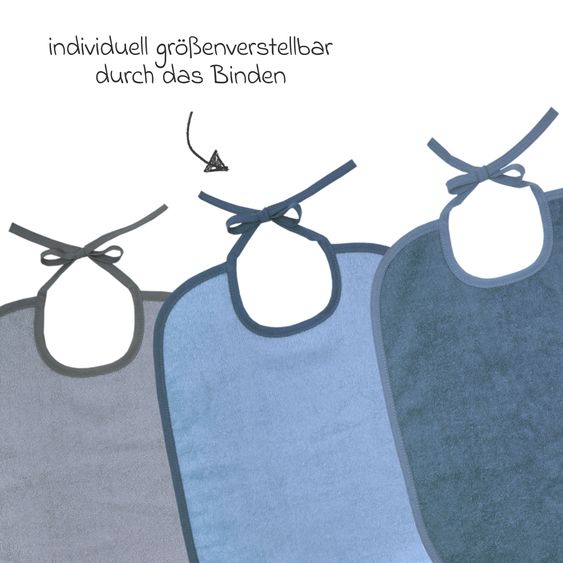 Wörner Riesen-Bindelätzchen 3er Pack 32 x 40 cm - Stahlblau-Grau