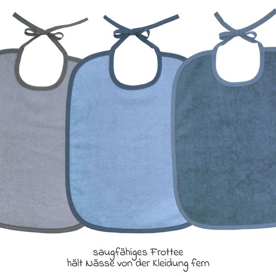 Wörner Riesen-Bindelätzchen 3er Pack 32 x 40 cm - Stahlblau-Grau