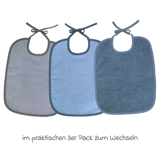 Wörner Riesen-Bindelätzchen 3er Pack 32 x 40 cm - Stahlblau-Grau