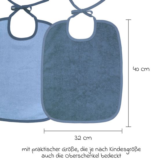 Wörner Riesen-Bindelätzchen 3er Pack 32 x 40 cm - Stahlblau-Grau