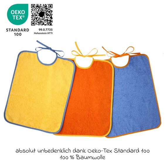 Wörner Riesen-Bindelätzchen 3er Pack - Gelb Orange Blau