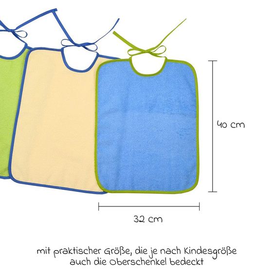 Wörner Riesen-Bindelätzchen 3er Pack -  Grün Gelb Blau