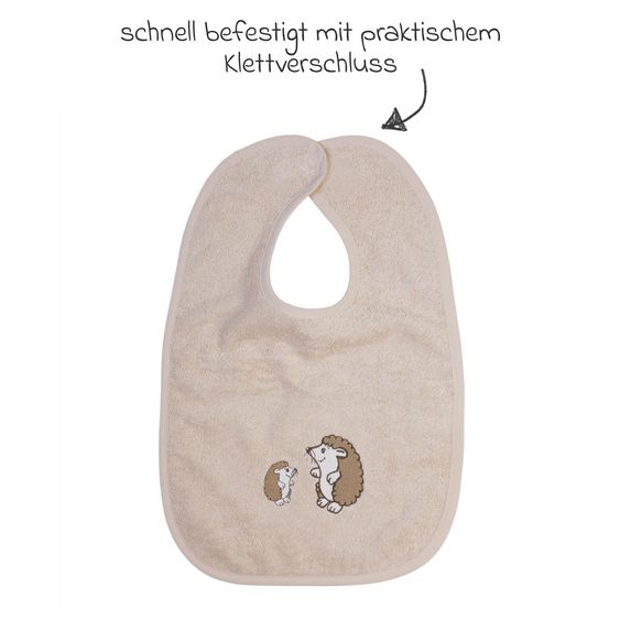 Wörner Riesen-Klettlätzchen 30 x 45 cm - Igel - Greige