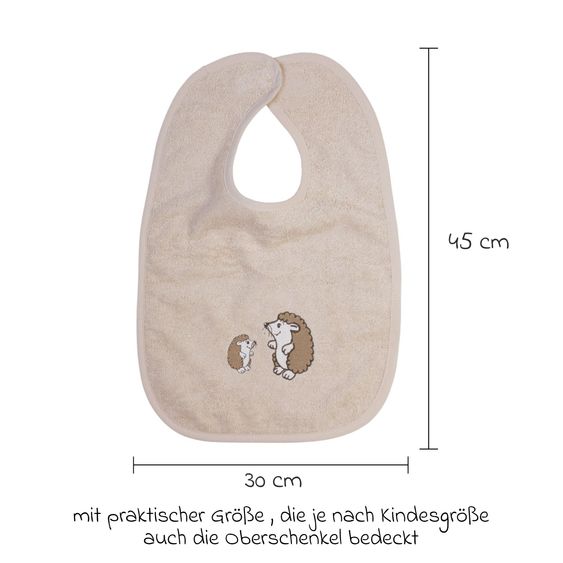 Wörner Riesen-Klettlätzchen 30 x 45 cm - Igel - Greige