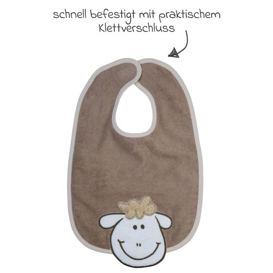 Wörner Bavaglione gigante con velcro 30 x 45 cm - Pecora - Greige Marrone Chiaro