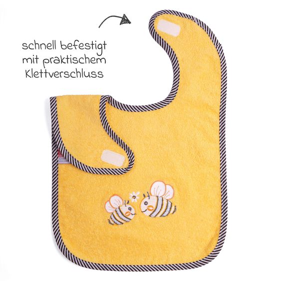 Wörner Riesen-Klettlätzchen 30 x 45 cm - Stickerei Bienen - Gelb