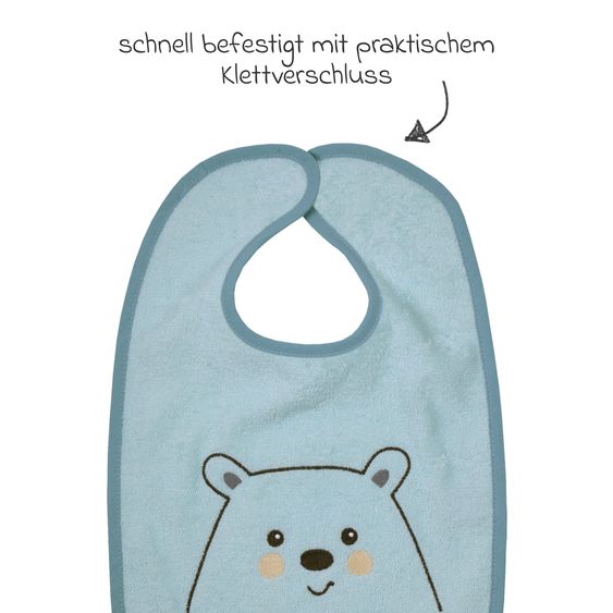 Wörner Bavaglino gigante in velcro 30 x 45 cm - Ricamo orso polare - Menta