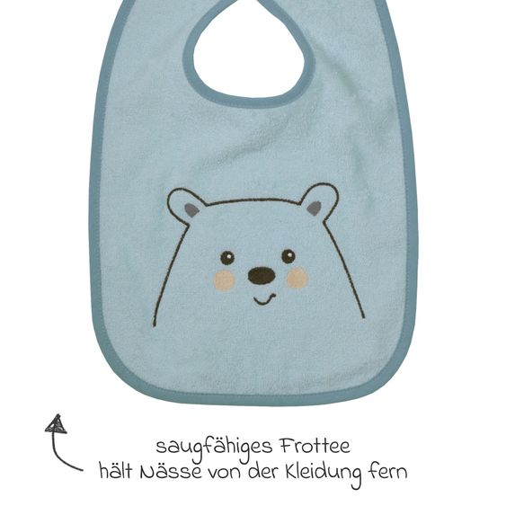 Wörner Bavaglino gigante in velcro 30 x 45 cm - Ricamo orso polare - Menta