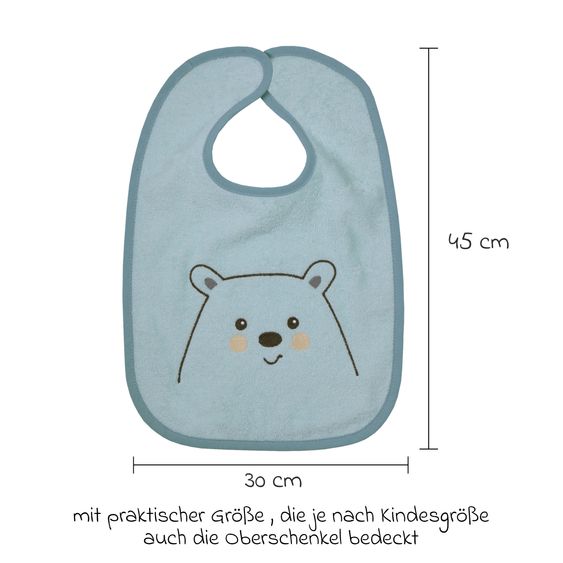 Wörner Bavaglino gigante in velcro 30 x 45 cm - Ricamo orso polare - Menta