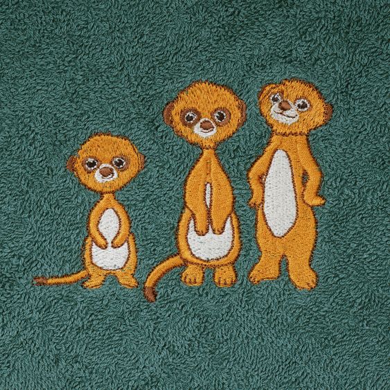 Wörner Giant velcro bib 30 x 45 cm - embroidery meerkat - pine green