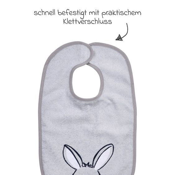 Wörner Riesen-Klettlätzchen 30 x 45 cm - Stickerei Esel - Hellgrau