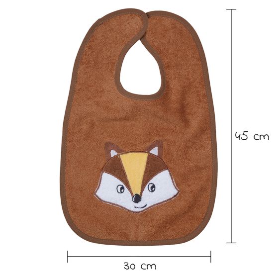 Wörner Riesen-Klettlätzchen 30 x 45 cm - Stickerei Fuchs - Hellbraun