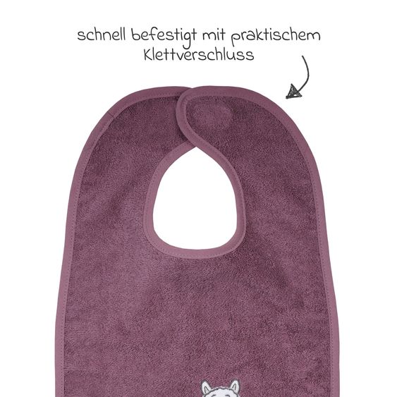 Wörner Riesen-Klettlätzchen 30 x 45 cm - Stickerei Lama - Mauve