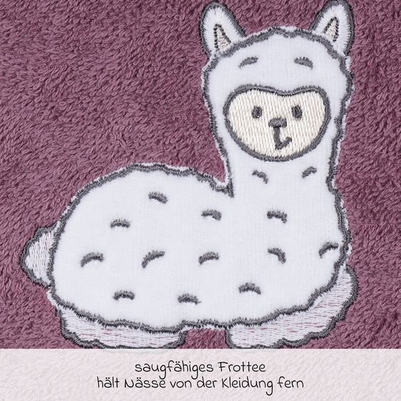 Wörner Riesen-Klettlätzchen 30 x 45 cm - Stickerei Lama - Mauve