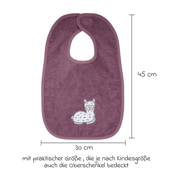 Wörner Riesen-Klettlätzchen 30 x 45 cm - Stickerei Lama - Mauve