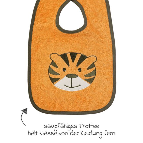 Wörner Riesen-Klettlätzchen 30 x 45 cm - Stickerei Tiger - Orange