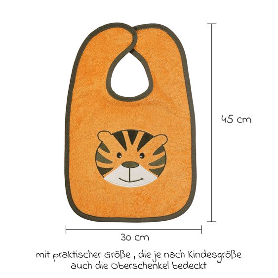 Wörner Riesen-Klettlätzchen 30 x 45 cm - Stickerei Tiger - Orange