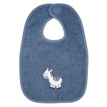 Bavaglino gigante con velcro 30 x 45 cm - Ricamo Zebra - Blu scuro