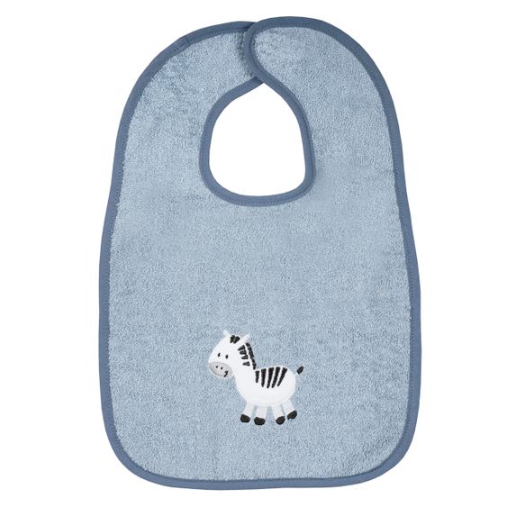 Wörner Riesen-Klettlätzchen 30 x 45 cm - Stickerei Zebra - Stahlblau