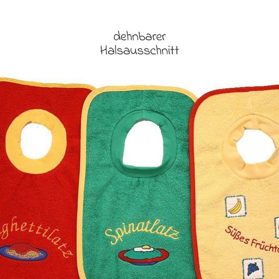 Wörner Riesen-Schlupflätzchen 3er Pack - Rot Grün Gelb