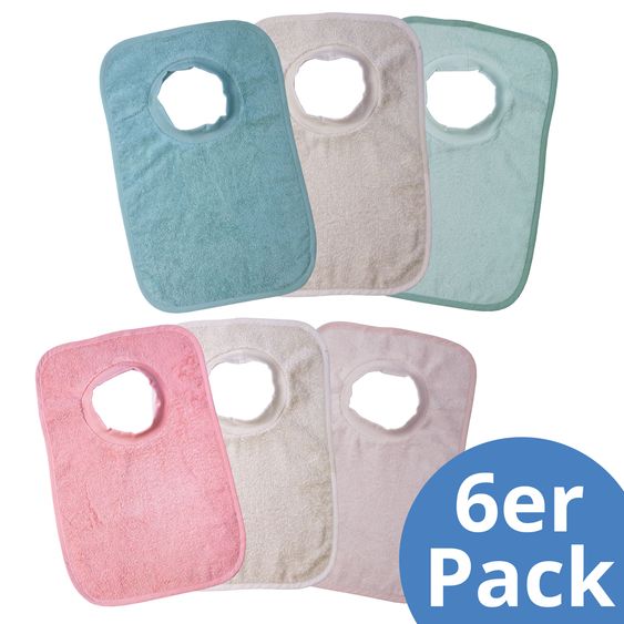 Wörner Riesen-Schlupflätzchen 6er Pack - Rosa Mint Greige
